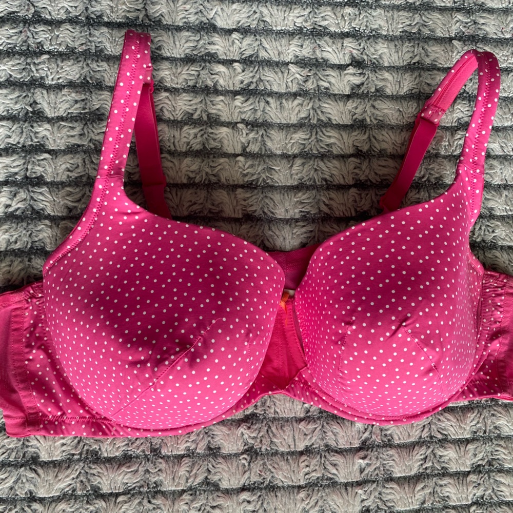 💕Pink polka dot bra